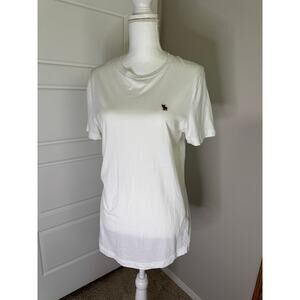 ABERCROMBIE & FITCH Size Small White Logo Red Moose (Soft A&F Tee)